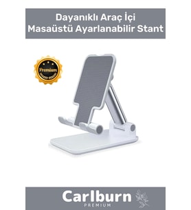 Özel Üretim Profesyonel Dayanıklı Kaymaz Tablet Telefon Tutucu Stant 2 Kademeli Uzunluk Beyaz