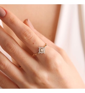 Altın Brown Yüzük 14K (Çok Renkli)
