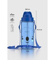 Renga Taffy Desenli 500 ml Askılı Pipetli Tritan Çocuk Matara 912080 Pembe (Mavi)