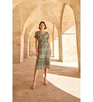 Arias Closet Yaprak Desenli Kısa Kollu Elbise