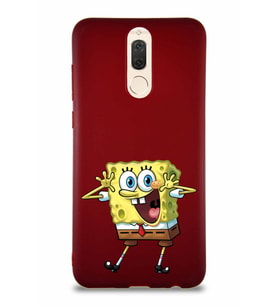 Huawei Mate 10 Lite Soft Premier Kapak Sünger Bob Tasarımlı Silikon Kılıf - Mürdüm (Şeffaf)