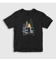 Presmono Unisex Çocuk Siyah Caravan Camper Kamp T-Shirt 370582tt
