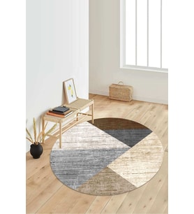 Dijital Baskılı Kaymaz Taban Yıkanabilir Yuvarlak Salon Halısı Koridor Halısı Paspas NDY-HT-925 (Çok Renkli)