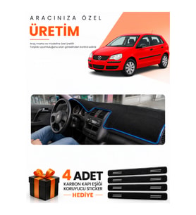 VOLKSWAGEN POLO DÜRBÜN (2001-2009) Uyumlu Torpido Koruma Örtüsü Oto Kılıfı - Siyah Mavi