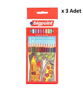 Bigpoint Metalik Kuru Boya Kalemi 12 Renk x 3 Adet