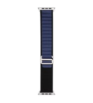Apple Watch 7 45mm Uyumlu Kordon Naylon Kumaş Spor Görünümlü Band-74 Hasır Kayış (Gece Mavisi)
