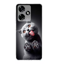 PrintiFy İnfinix Hot 30i ile Uyumlu Kedi 2 Kamera Korumalı Şeffaf Kılıf