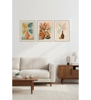 Modern Botanik 3’lü Ahşap Çerçeveli Tablo Seti