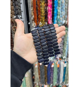 Lacivert Yıldız Taşı Oval Kesim Çift Delikli 10x20mm Dizi