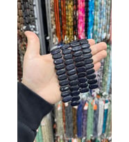 Lacivert Yıldız Taşı Oval Kesim Çift Delikli 10x20mm Dizi