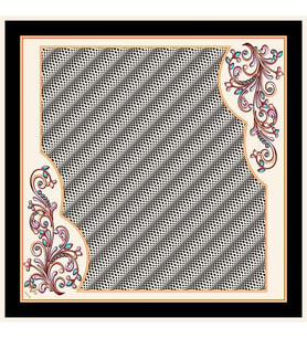 Geometrik Desen Black Seri Twill Eşarp Eşarp Askısı ile Birlikte 90x90 cm Beyaz 