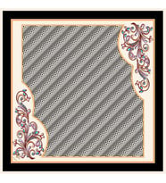 Geometrik Desen Black Seri Twill Eşarp Eşarp Askısı ile Birlikte 90x90 cm Beyaz 