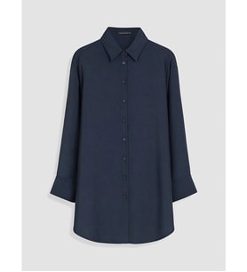 LCW Modest Lacivert Modal Karışımlı Oversize Kadın Gömlek Tunik
