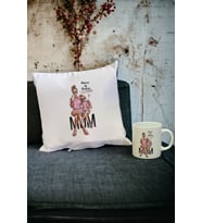 Anne Kız Kupa Bardak ve Yastık Set (Beyaz)