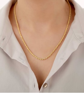 Vaoov 925 Ayar Gümüş Hasır Halat Zincir 50 cm (Gold)