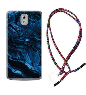 Samsung Note 3 4 5 8 9 20 Ultra 10 Lite Kılıf Boyun Asklı Rasta Silikon Blue MArble 1379