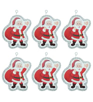 Yılbaşı Simli Noel Baba Strafor Süs Gümüş 6'lı