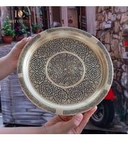 DMT Gaziantep Sarı Bakır 25 cm Osmanlı El İşi Sunum Gold tepsi Kına tepsisi 25 cm