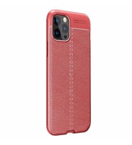 Vendas iPhone 13 Pro Max Deri Desenli Çift Katmanlı Silikon Kılıf + Seramik Nano Ekran Koruyucu (Kırmızı)