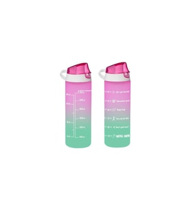 Herevin Matara Çift Renk Boyalı Ölçü Baskılı Pembe 750 ML Plastik Motivasyon Suluk (Karışık)