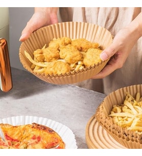 50 Adet Air Fryer Pişirme Kağıdı Tek Kullanımlık Yağ Geçirmez Yuvarlak Tabak Model PVC (5343)