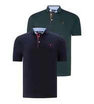 İKİLİ SET T8582 DEWBERRY ERKEK T-SHIRT-LACİVERT-YEŞİL (Lacivert - Yeşil)