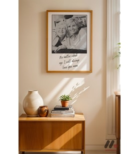 Anneye Özel Siyah Beyaz Fotoğraflı Poster, Ahşap Çerçeveli Duvar Tablosu