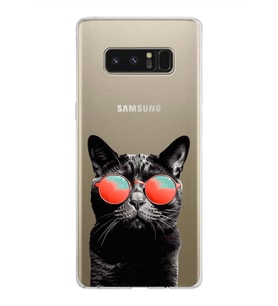 PrintiFy Samsung Galaxy Note 8 ile Uyumlu 1mm Slim Fit Kedi 3 050d Baskılı Şeffaf  Kılıf