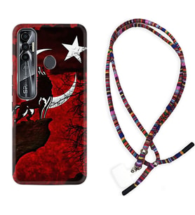 Tecno Spark 6 6 Go 8C 8 Pro 7 7 Pro Kılıf Boyun Asklı Rasta Silikon Wolf and Moon 2 1381