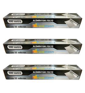 Niceplast Alüminyum Folyo - 45 Cm. x 100 Metre - 12 Mikron - 3 Paket