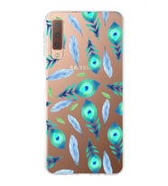 PrintiFy Samsung Galaxy A7 2018 ile Uyumlu 1mm Slim Fit Nazar Boncuğu 3 Baskılı Şeffaf  Kılıf