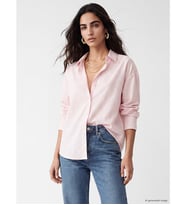 LCW Vision Pembe Çizgili Oversize Kadın Gömlek