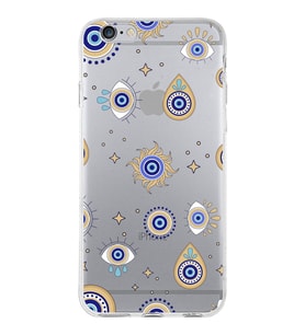 PrintiFy Apple  iPhone 6 Plus ile Uyumlu 1mm Slim Fit Nazar Boncuğu 5 Baskılı Şeffaf  Kılıf