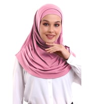 Neon Pembe Yetişkin Boneli Tesettür Hazır Pratik Eşarp