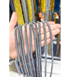 Hematit Taşı Rondela Kesim Mat Gri 6x1mm Doğal Taş Dizi