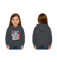 Unisex Labubu Baskılı Çocuk Swaetshirt Kapüşonlu 3 İplik Şardonlu (Füme)