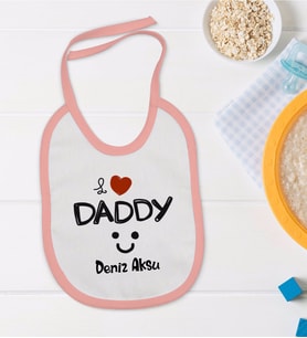 BK Kids Kişiye Özel Pembe Bebek Mama Önlüğü - Model 24