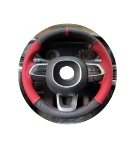 Fiat Tempra Dikmeli Çift Renk Kırmızı Yüzüklü Kombin Deri Direksiyon Kılıfı