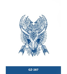 GZ-287 ORTA BOY YARI KALICI BOYNUZLU KURUKAFA DESEN DÖVME