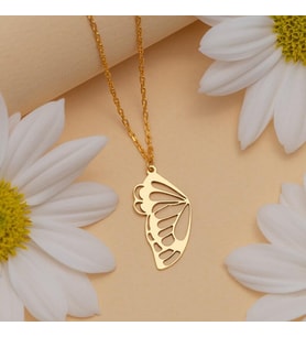 Kişiye Özel Tasarım Kelebek Kolye 925K Gümüş (Gold)