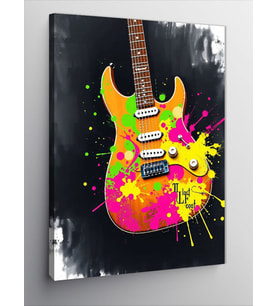 Kanvas Tablo Renk Sıçramalı Gitar