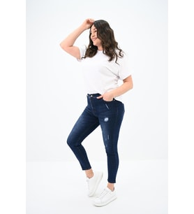 Kadın Büyük Beden Lacivert Jean Pantolon 6177-23