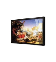 Sultan ve Ateşler Altındaki Şehri Çerçeveli Cam Tablo