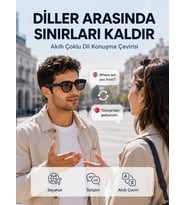 Mey İthalat® Siyah AI Akıllı Gözlük Fotoğraf Video Ses Kayıtlı Çoklu Dil Çeviri Bluetooth Bağlantılı 3 Lensli