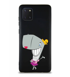 Samsung Galaxy Note 10 Lite Soft Premier Kapak Pearl Yengeç Tasarımlı Silikon Kılıf - Siyah (Şeffaf)