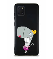 Samsung Galaxy Note 10 Lite Soft Premier Kapak Pearl Yengeç Tasarımlı Silikon Kılıf - Siyah (Şeffaf)
