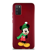 Samsung Galaxy A02S Soft Premier Kapak Mickey Mouse-G Tasarımlı Silikon Kılıf - Mürdüm (Şeffaf)