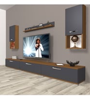 Decoraktiv Eko 270DA Mdf Tv Ünitesi Tv Sehpası (Antrasit - Ceviz)