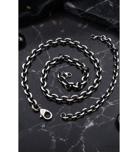 Paslanmaz Çelik Gemici Model Erkek Kolye Zincir Ve Bileklik Set 10 Mm 902925