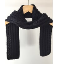 El Örgüsü Yünlü Hafif Yumuşak Siyah Unisex  Atkı